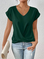 Top met sweetheart-hals, korte mouwen en lichte stretch