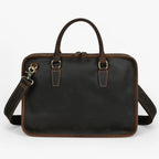 Dark Brown Leather Laptop Bag with Shoulder Strap