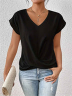 Top met sweetheart-hals, korte mouwen en lichte stretch