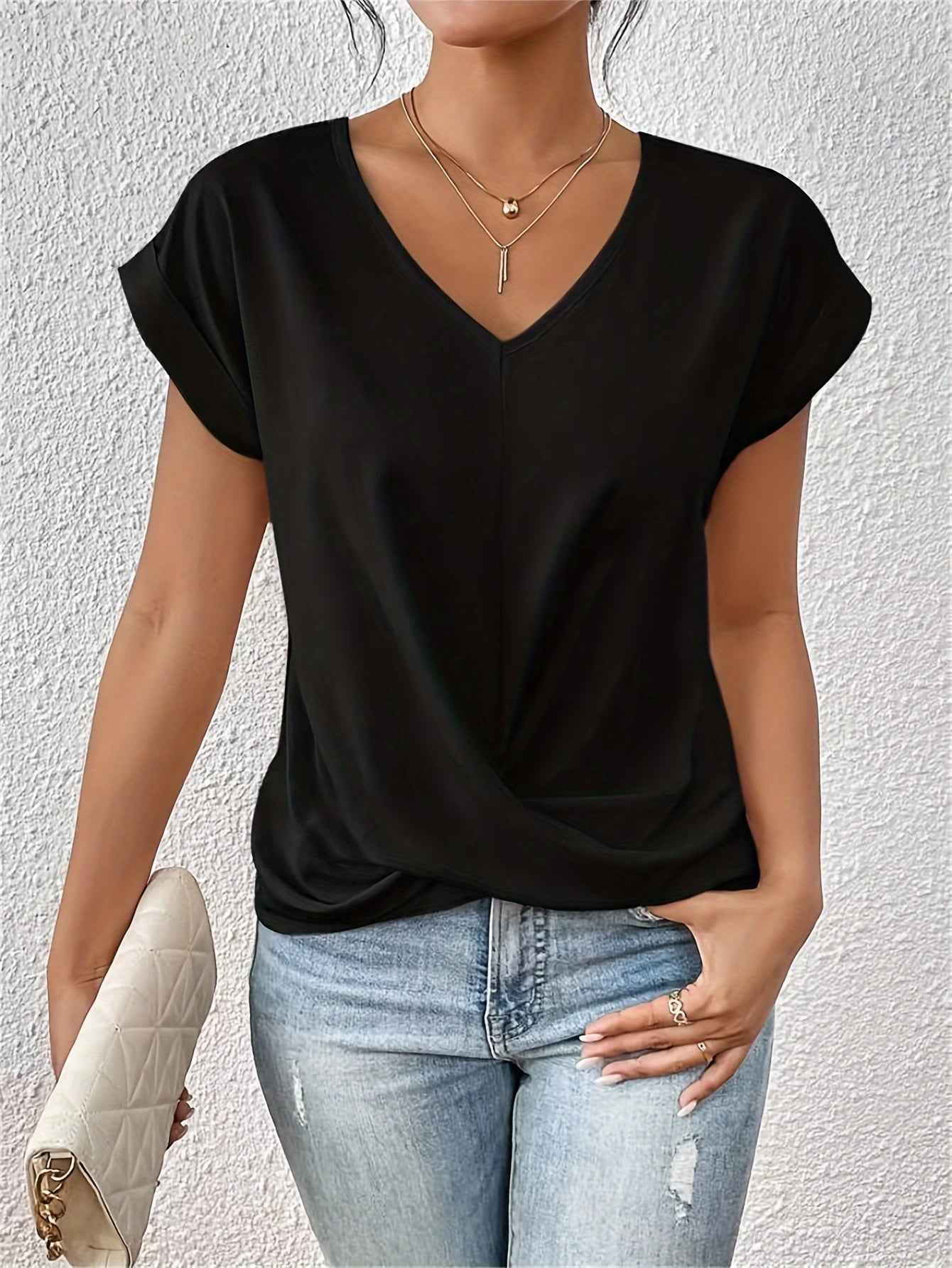 Top met sweetheart-hals, korte mouwen en lichte stretch