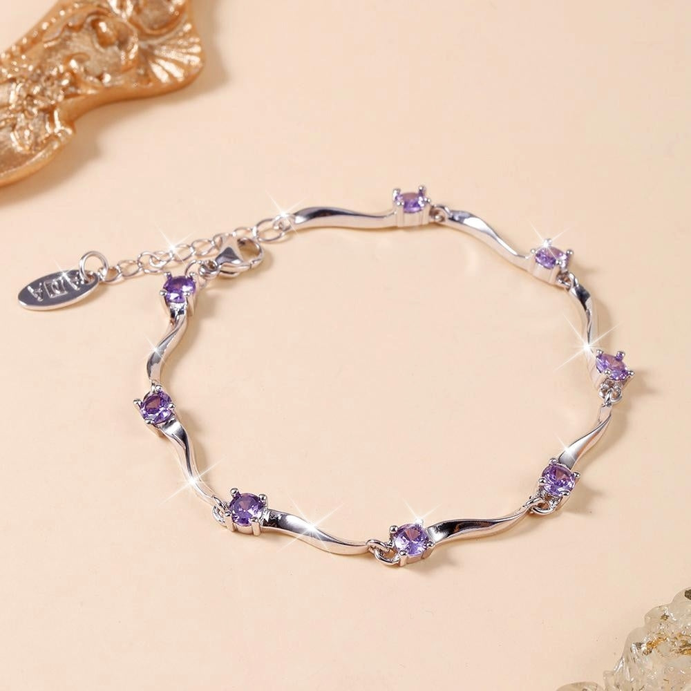 Wavy Purple Synthetic Zirconia Bracelet