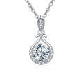925 Sterling Silver Classic Teardrop Moissanite Pendant Necklace