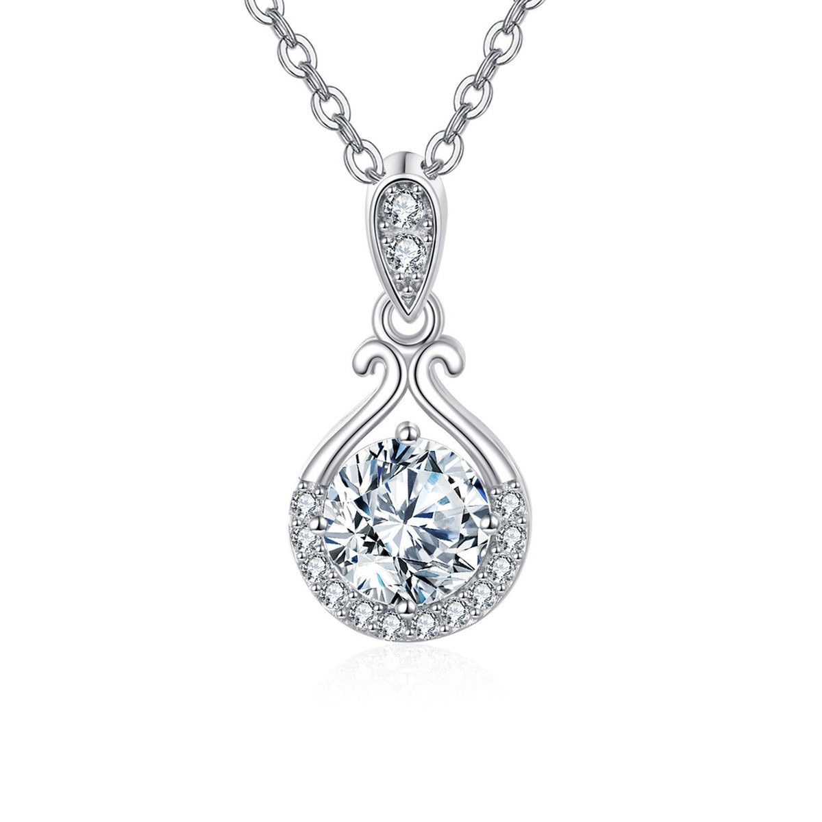 925 Sterling Silver Classic Teardrop Moissanite Pendant Necklace
