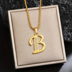 Crystal Accent Initial Necklace in Gold Tone