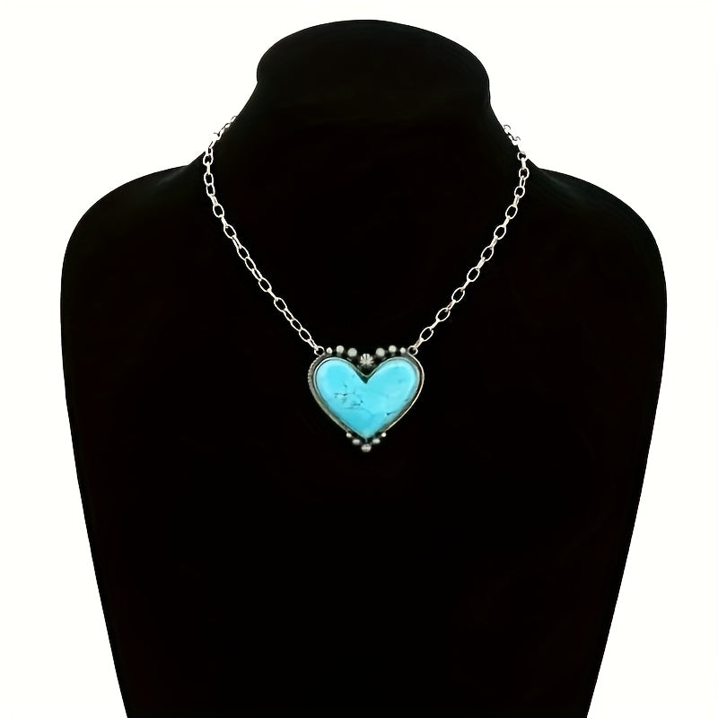 Bohemian Turquoise Heart Pendant Necklace