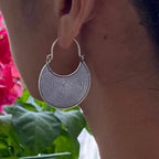 Bohemian Spiral Oxidised Disc Silver-Plated Earrings