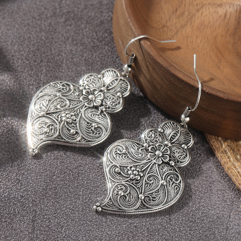 Filigree Heart Hook Earrings