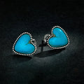 Boho Silver-Plated Turquoise Heart Earrings