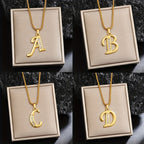 Crystal Accent Initial Necklace in Gold Tone