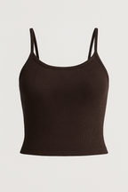 Geribbelde katoenen tanktop met spaghettibandjes en nauwe snit