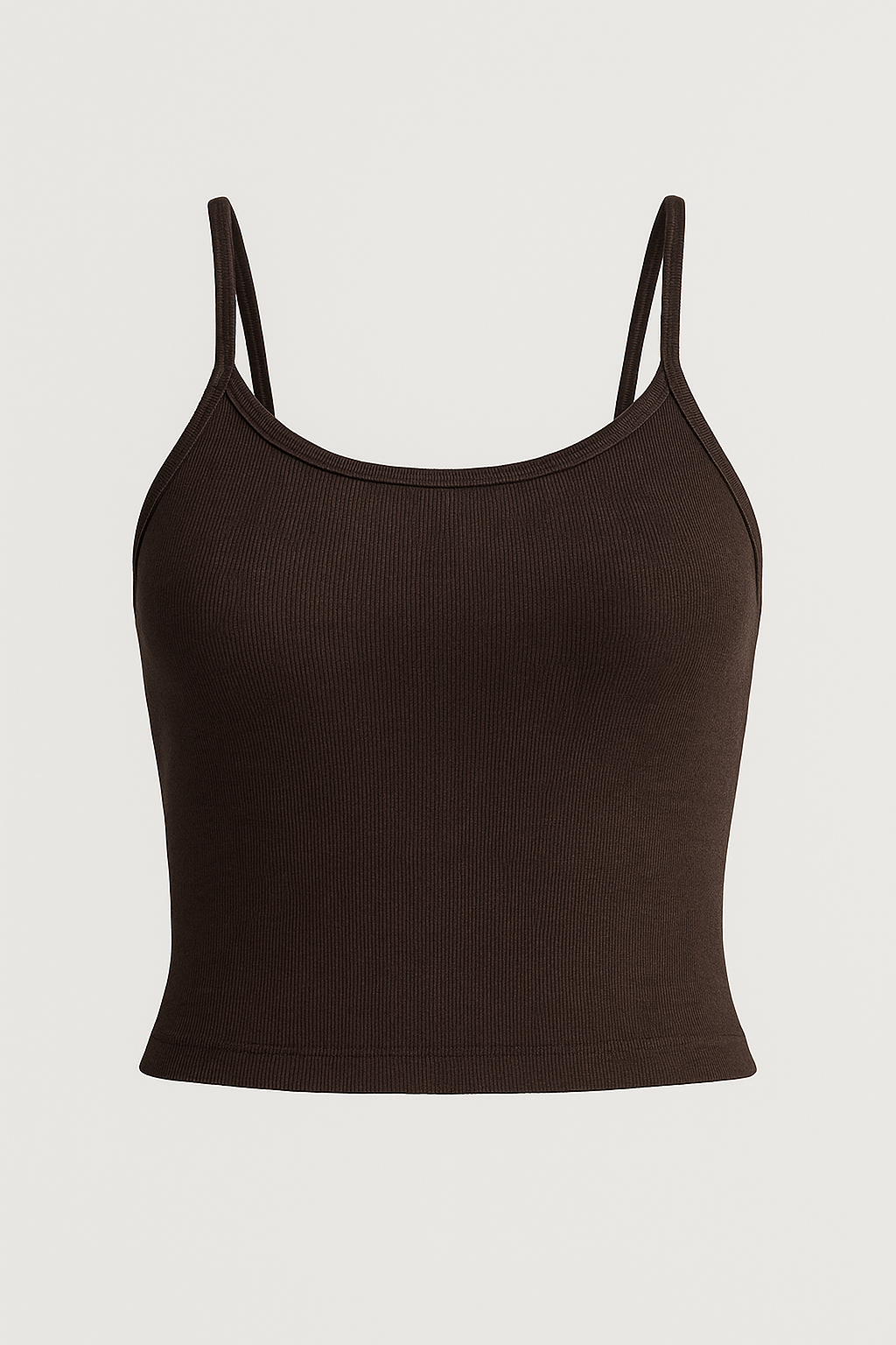 Geribbelde katoenen tanktop met spaghettibandjes en nauwe snit