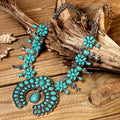 Bohemian Turquoise Flower Pendant Necklace
