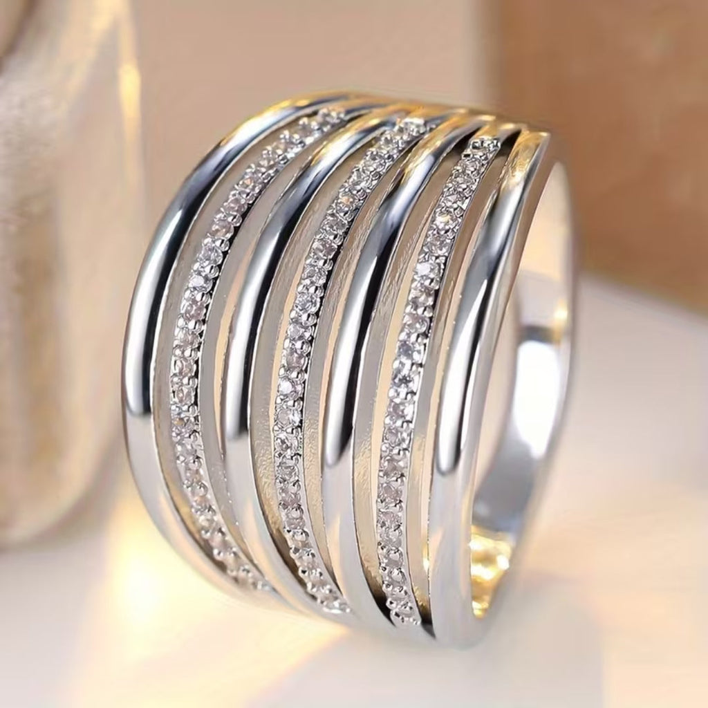 Multi-Band Pavé Statement Ring