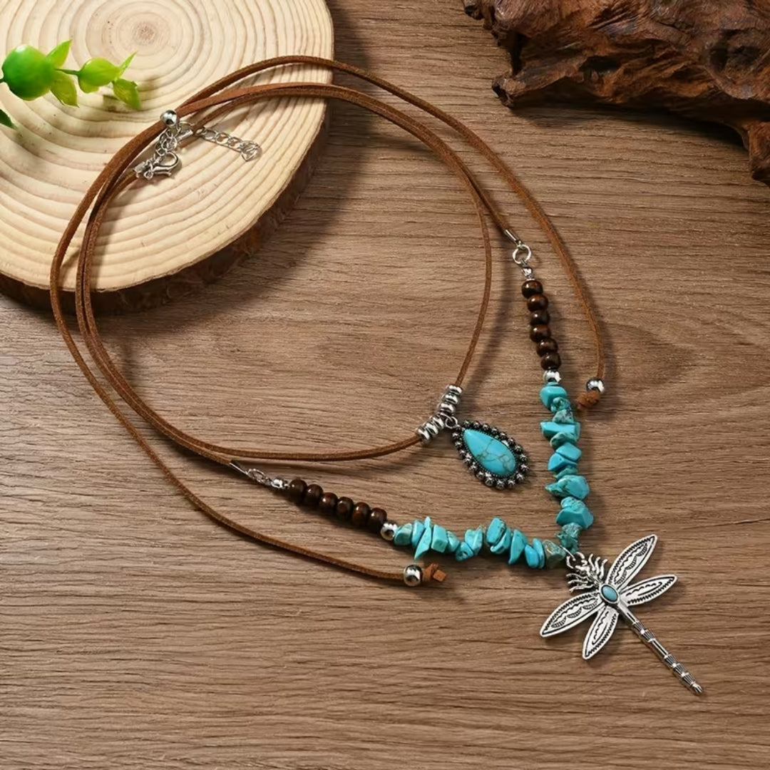 Boho sieradenset met turquoise libelle
