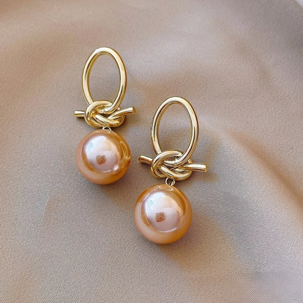 Pearl Drop Earrings with Twisted Loop