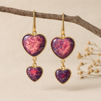 Double Heart Jasper Dangle Earrings