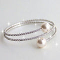 Double Crystal and Pearl Wrap Bracelet