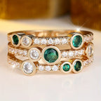 Emerald-Look Bezel Multi-Stone Band Ring