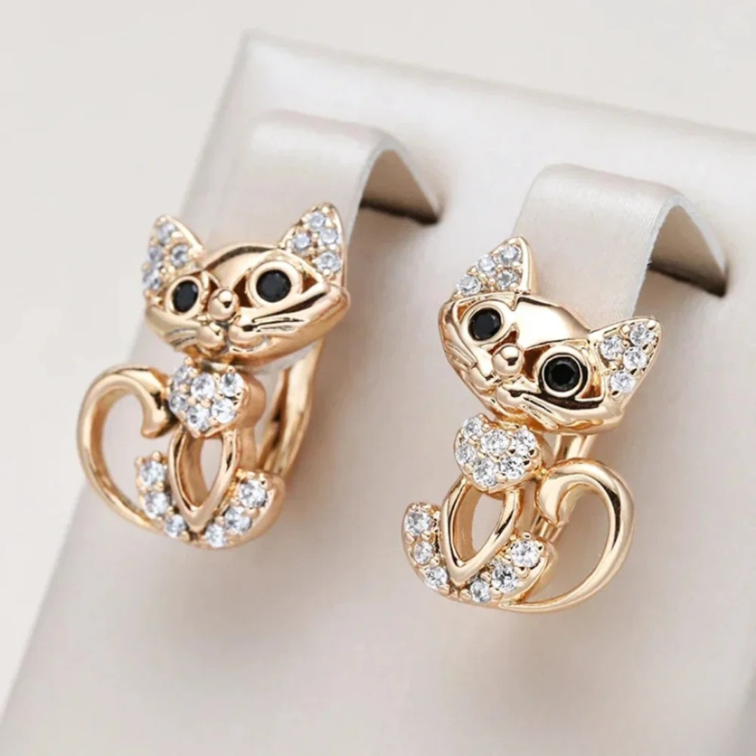 Zirconia Cat Earrings