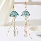 Gold-Plated Glass Jellyfish Dangle Earrings