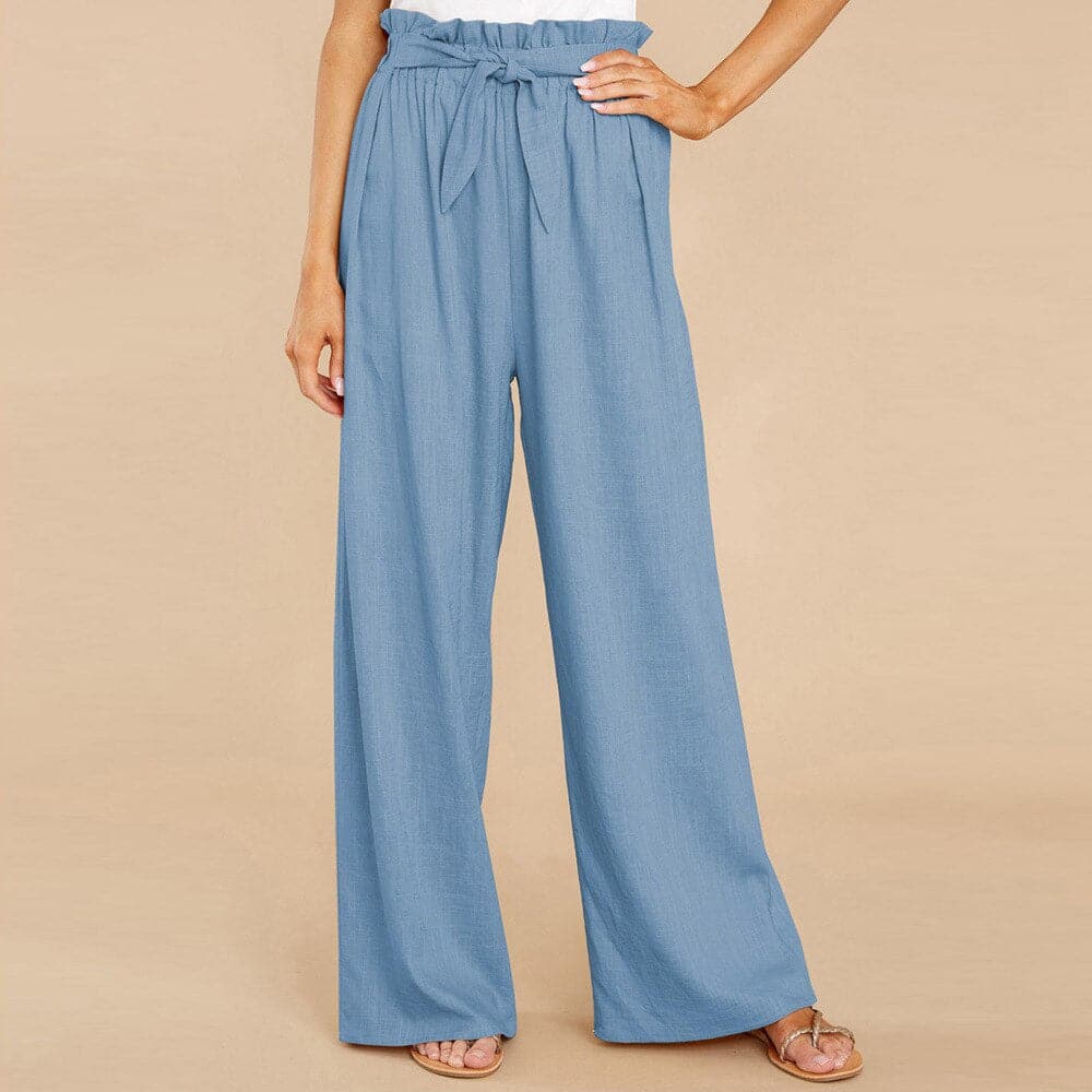 Paperbag-Waist Wide-Leg Trousers