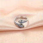 Open slangenring met saffierlook
