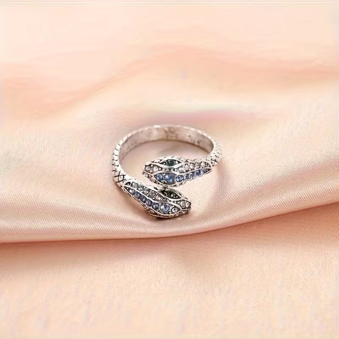 Open slangenring met saffierlook