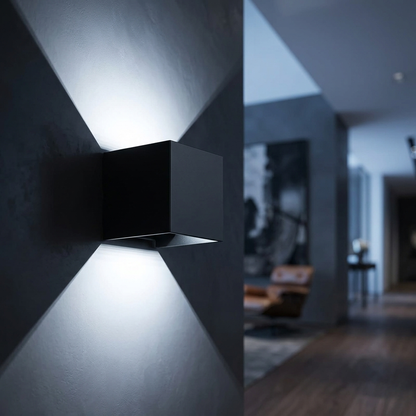 Minimalist Matte Black Cube Wall Sconce
