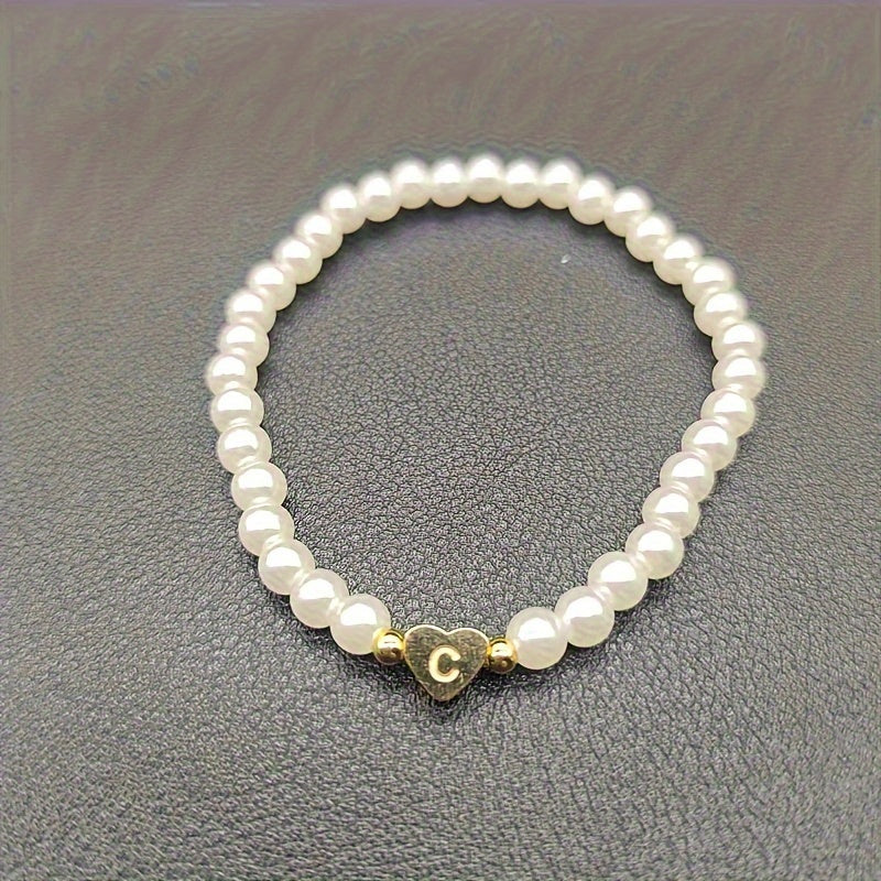 Armband met hart en initiaal van A tot Z