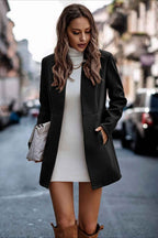 Longline Cotton Coat with a Stand Collar and Slim Cut