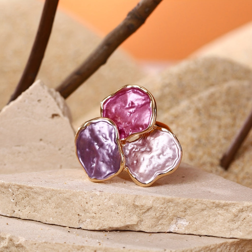 Bohemian Enamel Irregular Square Ring