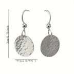 Round Hammered Disc Drop Earrings