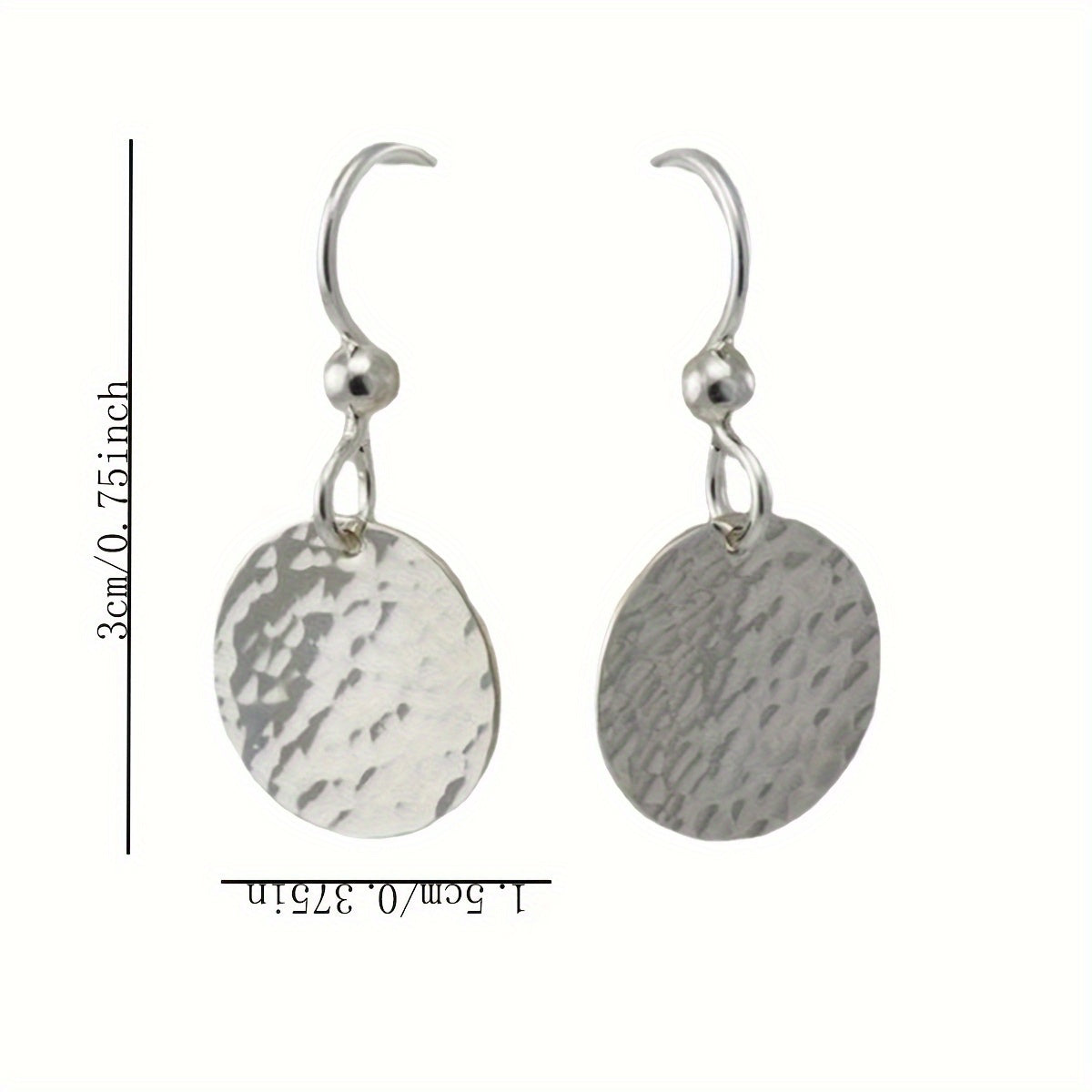 Round Hammered Disc Drop Earrings
