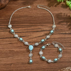 Bohemian Turquoise Floral Necklace and Bracelet Set
