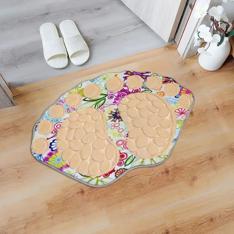 Cobblestone Embossed Non-Slip Bathroom Rug – Polyester, 39x59cm