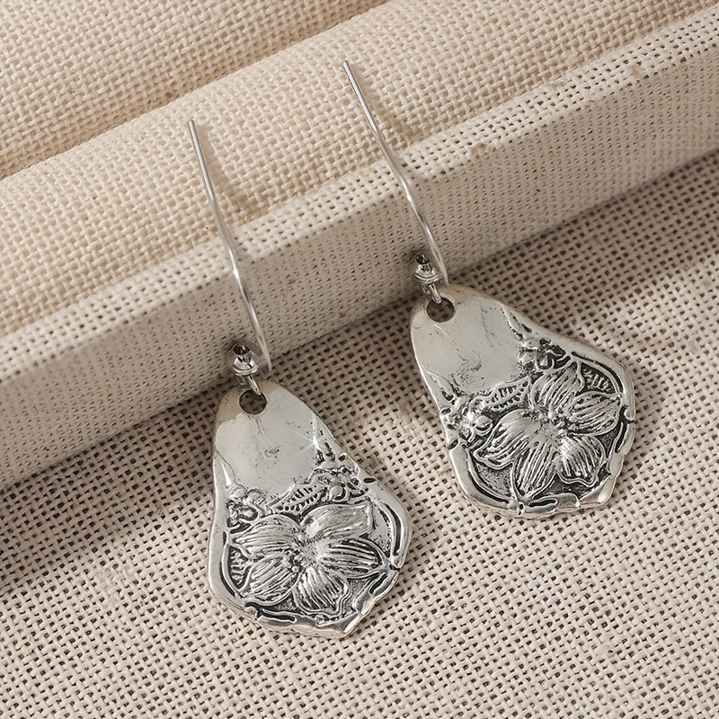Antique-Style Silver-Tone Spoon Dangle Earrings
