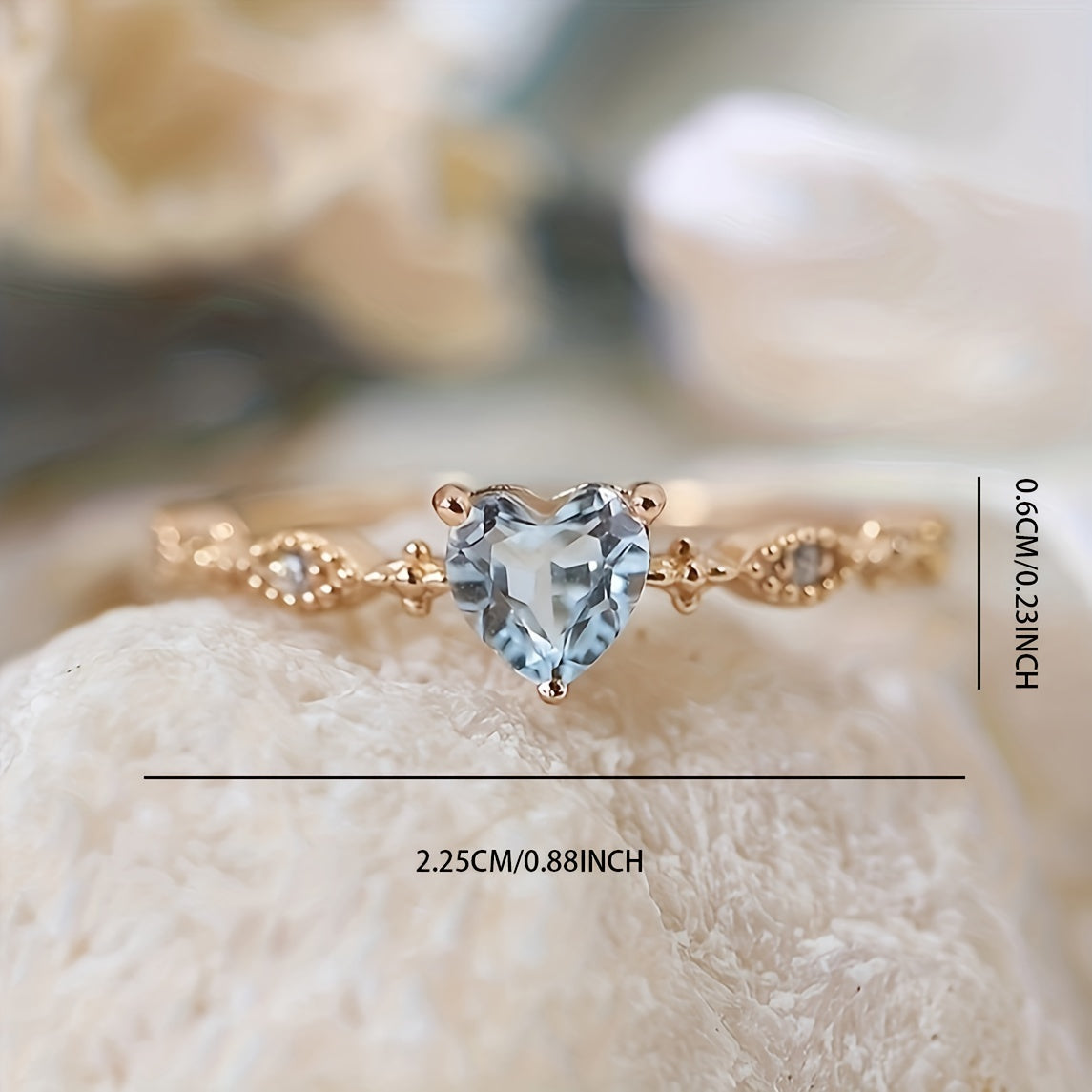Vintage minimalistische vergulde hartring met zirkonia