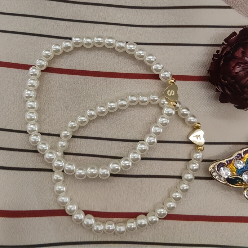 Armband met hart en initiaal van A tot Z