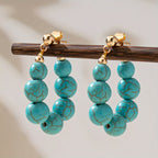 Boho Stone Bead Gold-Plated Hoop Earrings
