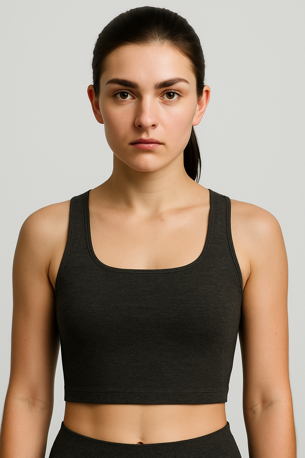Croptop met vierkante hals in een katoen-modal stretchmix