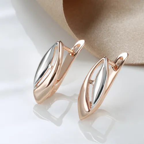 Rose Gold-Tone Wave Shield Earrings