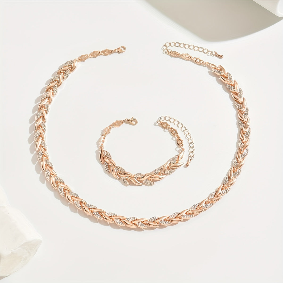 Sieradenset met glas, strass en zeemeerminstaart