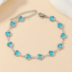 Stainless Steel Heart Link Bracelet with Enamel Colours