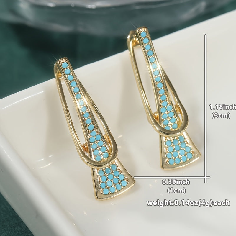 Gold-Tone Synthetic Turquoise Geometric Earrings