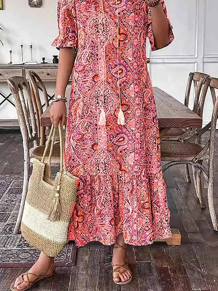 Two Piece Set with Matching Top and Flowing Maxi Skirt