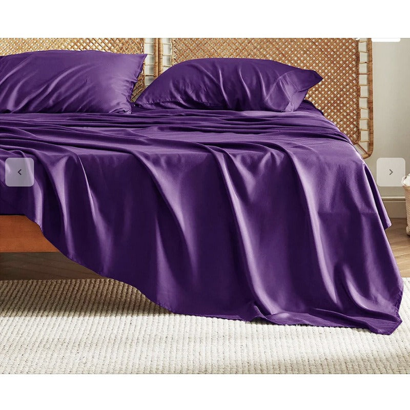 Bamboo Bed Sheet Set – 4-Piece Soft Fitted Sheet & Pillowcase Bedding