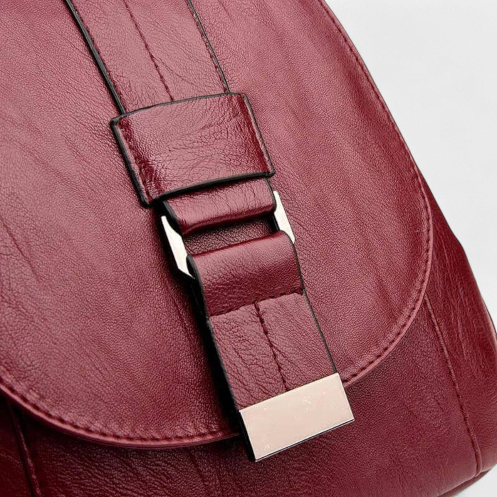 Elegant Soft Leather Backpack That Sits Evenly on Both Shoulders