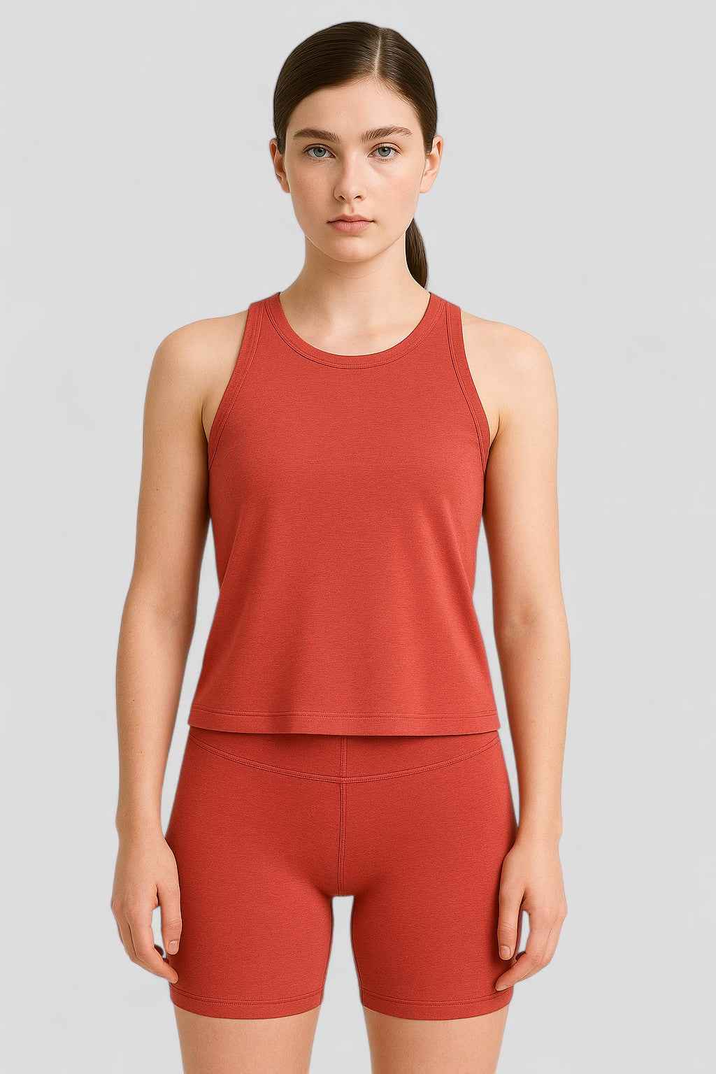 Breathable Activewear Set with Tank Top and High Waist Shorts