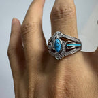 Bohemian White Gold-Plated Turquoise Ring