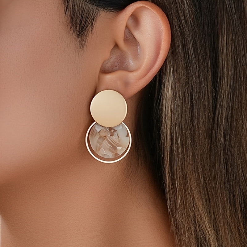 Bohemian Multicolour Geometric Resin Disc Drop Earrings